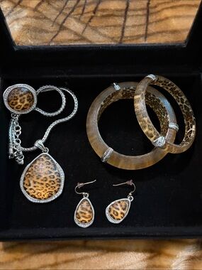 Brighton Leopard-Print Necklace, Earrings & Bangle Set - Brown